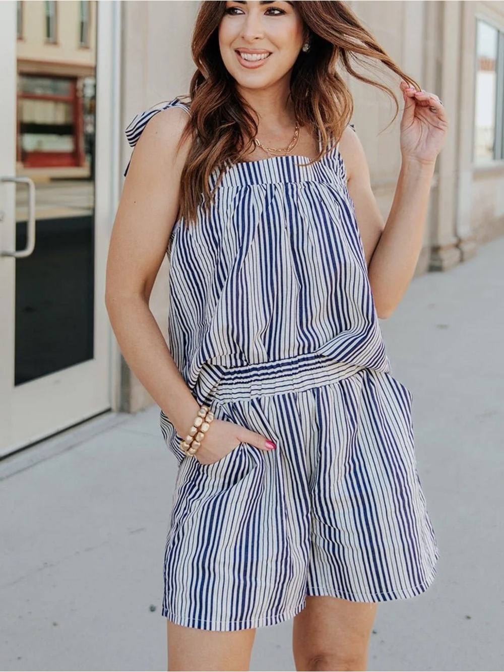 NWOT VERTICAL STRIPED TIE STRAP TANK 1X